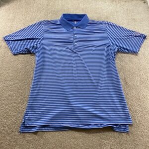 F&G Tech Polo Shirt Mens XL Blue Striped Short‎ Sleeve Golf Performance Top